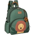 Mochila + Lancheira Térmica + Kit 2 Necessaires + Saquinho Organizador Kids Leão Safari - Masterbag Kids