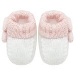 Kit Gorro, Luva e Sapatinho em tricot Branco e Rosa - Mundo Faz de Conta