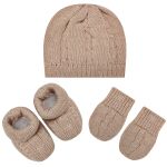 Kit Gorro, Luva e Sapatinho em tricot Davi Bege - Mundo Faz de Conta