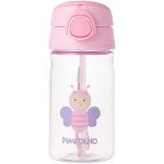 Garrafa com Canudo Cristal Abelha Rosa 370ml - Pimpolho