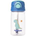 Garrafa com Canudo Cristal Dinossauro Azul 370ml - Pimpolho