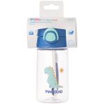 Garrafa com Canudo Cristal Dinossauro Azul 370ml - Pimpolho
