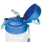 Garrafa com Canudo Cristal Dinossauro Azul 370ml - Pimpolho