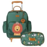 Mochila com rodinhas + Estojo Kids Leão Safari - Masterbag Kids