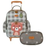 Mochila com rodinhas + Estojo Kids Bear - Masterbag Kids