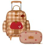 Mochila com rodinhas + Estojo Kids Cogumelos - Masterbag Kids
