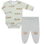 Body longo c/ Calça (mijão) em suedine Trenzinho - Tilly Baby