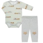 Body longo c/ Calça (mijão) em suedine Trenzinho - Tilly Baby