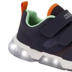 Tênis Infantil Led Light Calce Fácil Azul Marinho e Laranja - Klin
