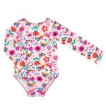 Maiô longo c/ proteção UV FPS +50 Floral Rosa Claro - Tip Top