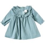 Vestido longo com Calcinha em veludo Pompom Azul - Tip Top