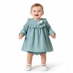 Vestido longo com Calcinha em veludo Pompom Azul - Tip Top