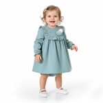 Vestido longo Kids em veludo Pompom Azul - Tip Top