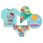 Conjunto de banho Hello Kitty: Camiseta Surfista + Boné + Calcinha - Tip Top