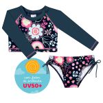 Biquíni Cropped c/ proteção UV FPS +50 Floral Arco-íris - Tip Top