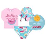 Conjunto de banho Melancia Summer: Camiseta Surfista + Boné + Calcinha - Tip Top