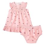 Vestido com Calcinha em tricoline Poá Rose Claro - Tip Top