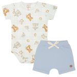 Body curto c/ Short em algodão egípcio Urso Azul - Mini & Co