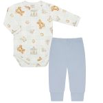 Body longo c/ Calça (Mijão) em algodão egípcio Urso Azul - Mini & Co.