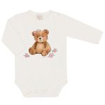 Body longo c/ Calça em algodão egípcio Ursa Rosa Laço - Mini & Co.