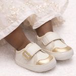 Tênis Mini Urban Couro Ecológico Off White e Dourado - Pimpolho