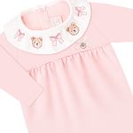 Macacão longo c/ golinha em algodão egípcio Ursa Rosa - Mini & Co.