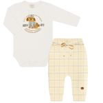 Body longo c/ Calça em algodão egípcio Doodle Azul - Mini & Co.