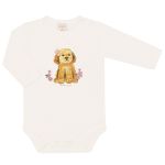 Body longo c/ Calça (Mijão) em algodão egípcio Doodle Rosa - Mini & Co.