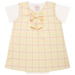Body curto c/ Vestido em algodão egípcio Doodle Rosa - Mini & Co.