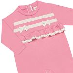 Macacão longo babadinhos em algodão egípcio Doodle Rosa - Mini & Co.