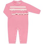 Macacão longo babadinhos em algodão egípcio Doodle Rosa - Mini & Co.