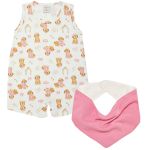 Macacão regata c/ Babador Bandana em algodão egípcio Doodle Rosa - Mini & Co.