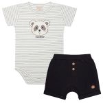 Body curto c/ Short em algodão egípcio Carrinhos - Mini & Co