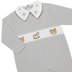 Macacão longo c/ golinha em tricot Urso Azul - Mini & Co.