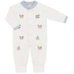Macacão longo c/ pé reversível em algodão egípcio Urso Azul - Mini & Co.