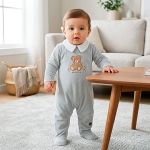 Macacão longo c/ golinha em plush Urso Azul - Mini & Co.