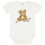 Body curto c/ Short em algodão egípcio Ursa Rosa - Mini & Co.