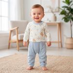 Macacão longo em algodão egípcio Urso Azul - Mini & Co.