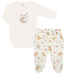 Body longo c/ Calça (Mijão) em algodão egípcio Gatinhas - Mini & Co.