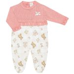 Macacão longo em algodão egípcio e tricot Ursa Rosa - Mini & Co.