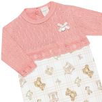 Macacão longo em algodão egípcio e tricot Ursa Rosa - Mini & Co.