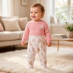 Macacão longo em algodão egípcio e tricot Ursa Rosa - Mini & Co.