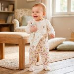 Macacão longo em algodão egípcio e tricot Gatinhas - Mini & Co.