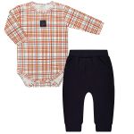 Body longo c/ Calça em algodão egípcio Bear Faces Xadrez - Mini & Co.