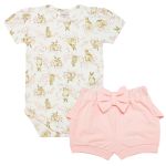 Body curto c/ Short em algodão egípcio Coelhinhas - Mini & Co.