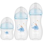 kit 3 Mamadeiras Anticólica Easy Flow Elefante Azul 120ml, 270 e 330ml (0m+) - Buba