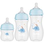 kit 3 Mamadeiras Anticólica Easy Flow Elefante Azul 120ml, 270 e 330ml (0m+) - Buba