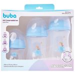 kit 3 Mamadeiras Anticólica Easy Flow Elefante Azul 120ml, 270 e 330ml (0m+) - Buba