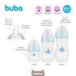 kit 3 Mamadeiras Anticólica Easy Flow Elefante Azul 120ml, 270 e 330ml (0m+) - Buba