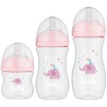 kit 3 Mamadeiras Anticólica Easy Flow Elefante Rosa 120ml, 270 e 330ml (0m+) - Buba